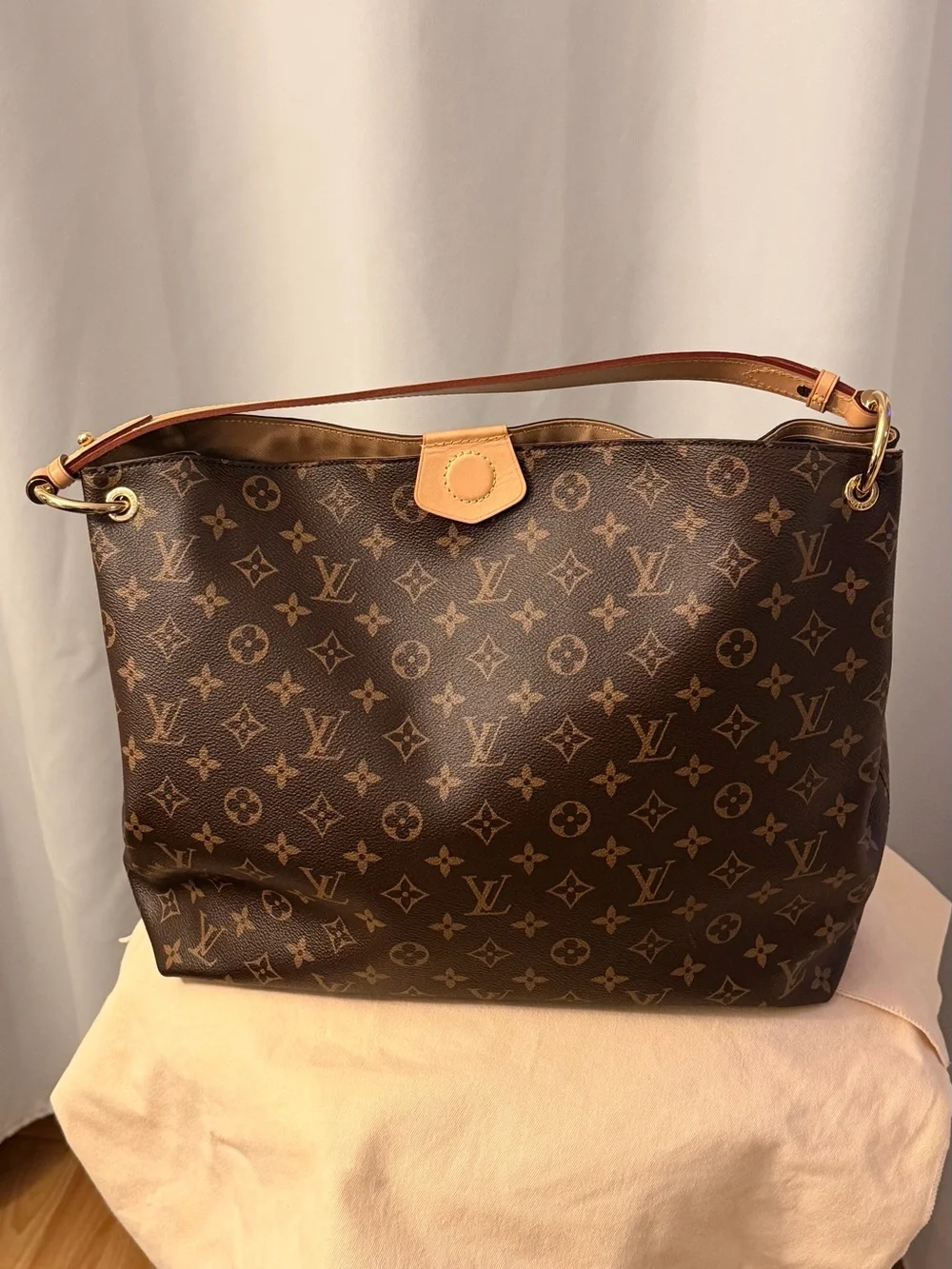 Louis Vuitton Monogram Canvas Shoulder Hobo in Brown and Tan